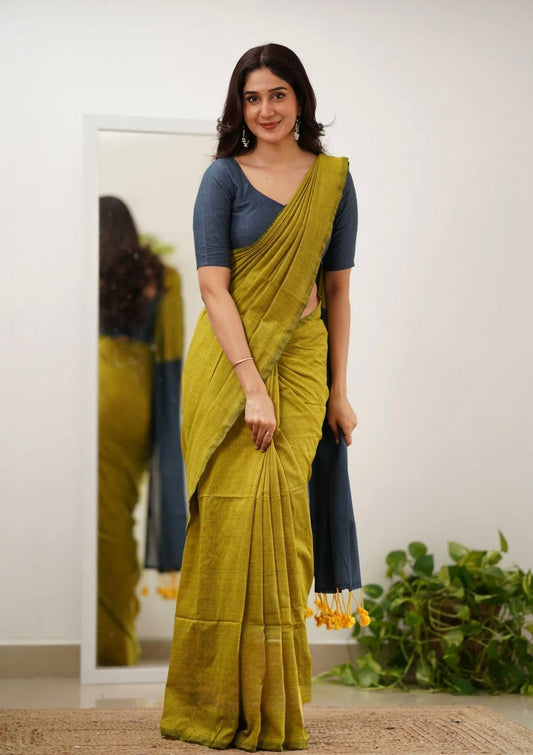 Beautiful Demanded Half Half Mal Cotton Saree