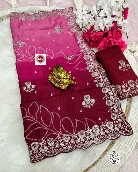 Beautiful Soft Chinon Silk Digital Printed Saree