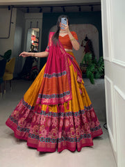 Beautiful Effortless Glamour Tussar Silk Floral Printed Lehenga Choli