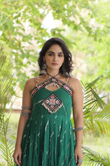 Navratri Special Georgette Laheriya Printed With Kutchi Patchwork Gown