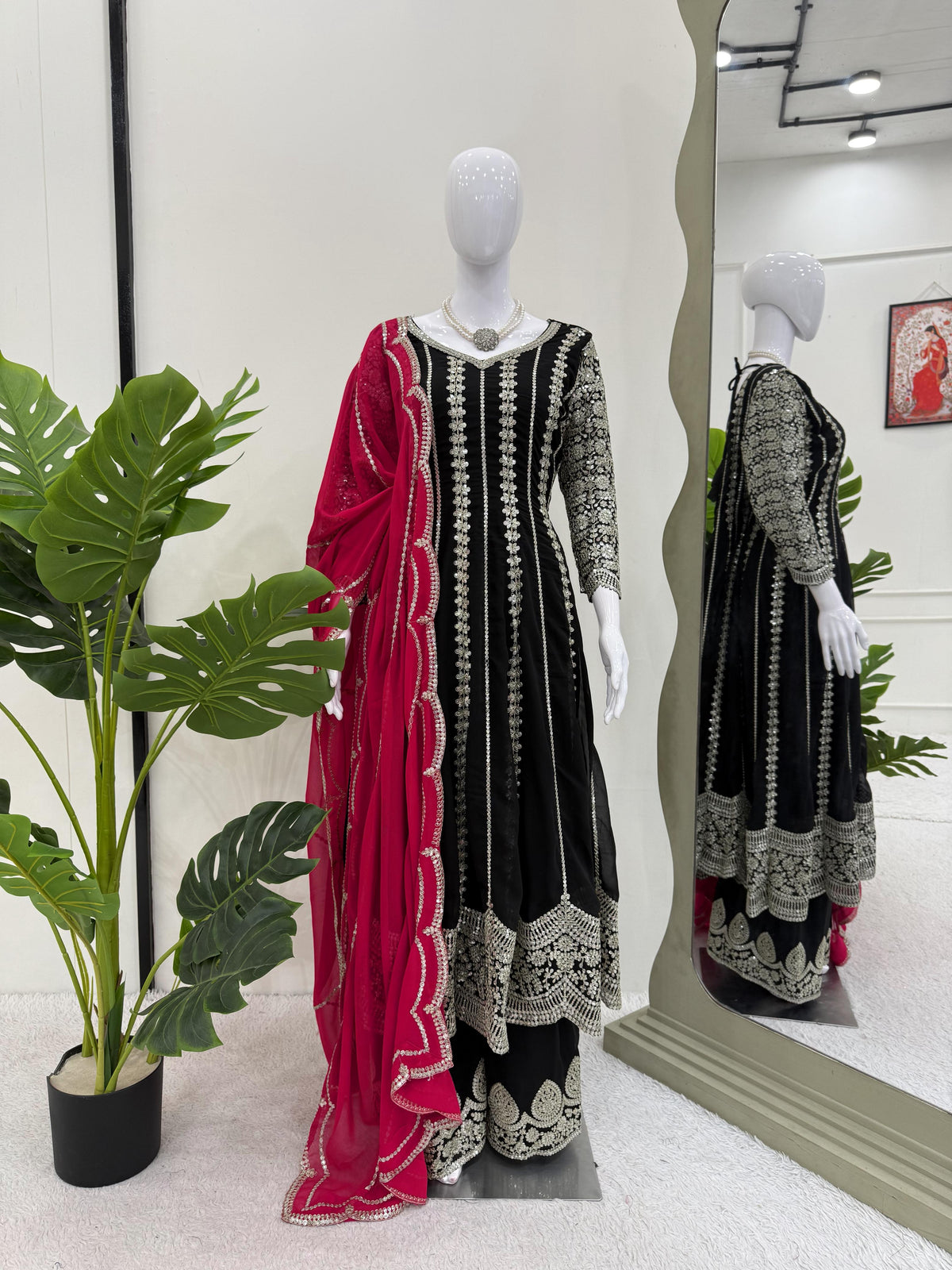 Party-wear Georgette Sequence With Thread Work Gown