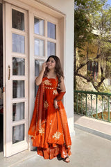 Elegant Fendy Silk Thread Sequence Work Gown