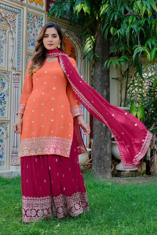 Beautiful Georgette Embroidery & Sequence Work Suit
