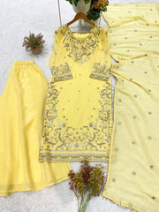 Party-wear Designer Crunchy Silk Sequence Embroidery Work Salwar Suit