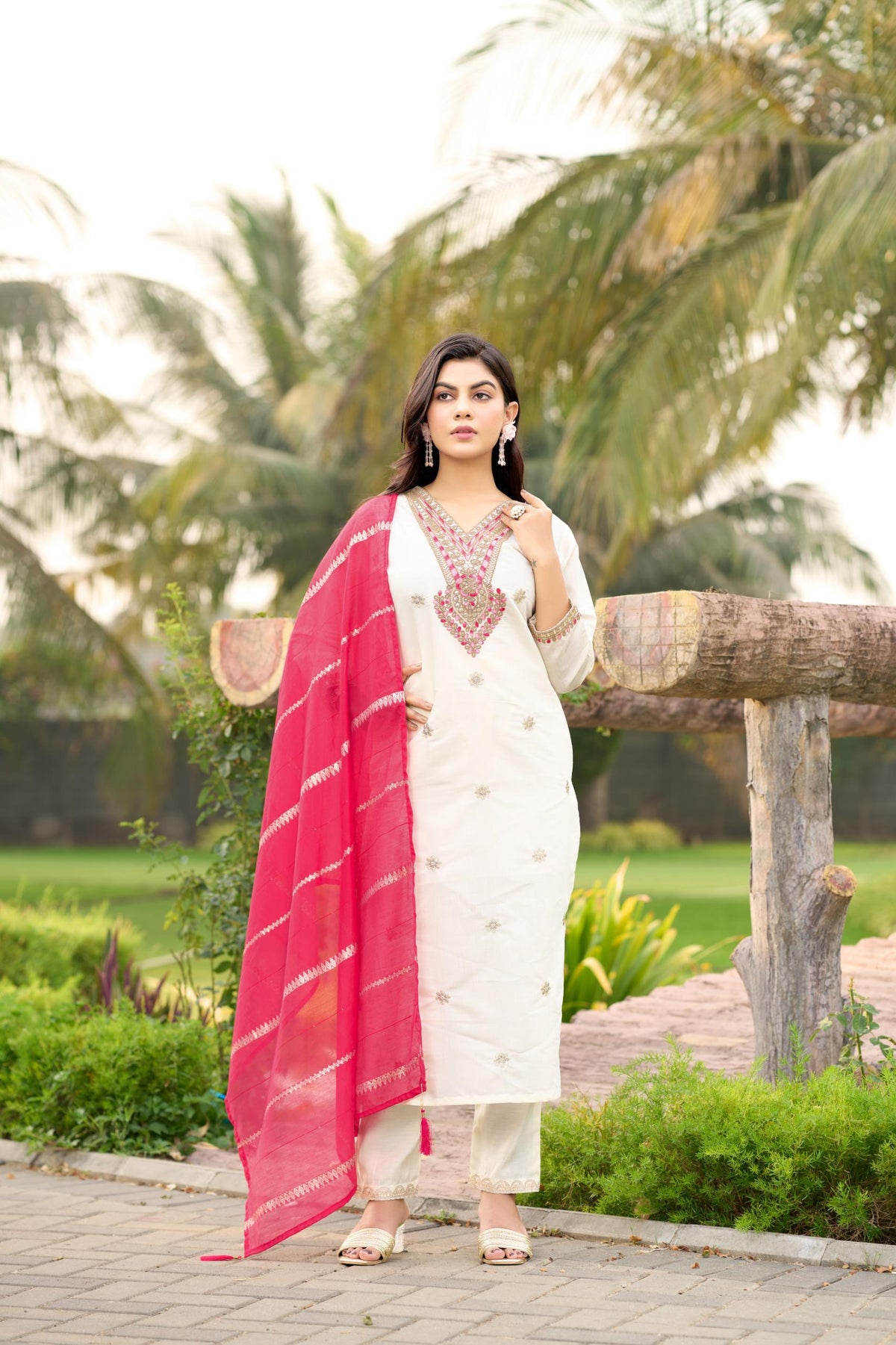 Beautiful Roman Silk With Embroidery Sequence Work Dress