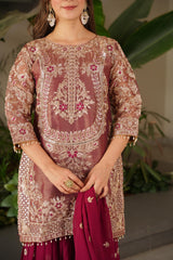 Designer Crazy Silk Heavy Coding Embroidery Sequence Work Sharara