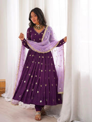 Party-wear Georgette With Embroidery Work Gown