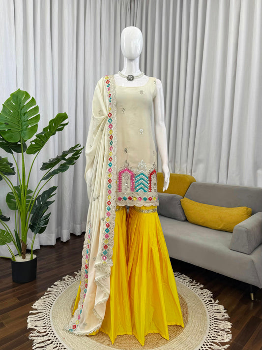 Beautiful Chinon Silk Thread & Sequence Work Suit