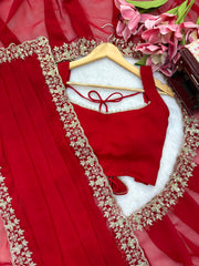 Party-wear Georgette Thread With Sequence Work Saree