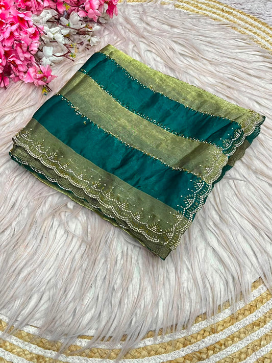 Beautiful Space Soft Silk Jarkhan Work Saree