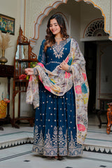 Party-wear Georgette Thread With Sequence Work Gown