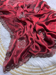 Viral Party-wear Fandy Chiffon Diamond Work Saree