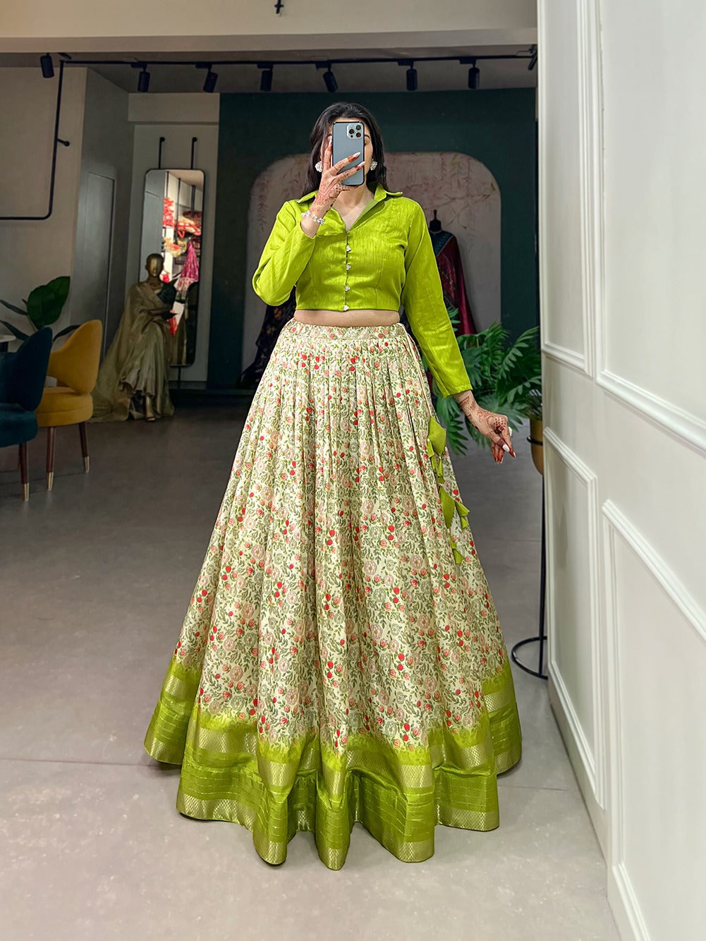 Attractive Dola Silk Printed Work Lehenga Choli