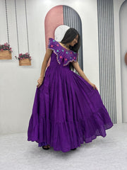 Trending Roman Silk Embroidery Thread & Khatli Work Gown