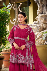 Stylish Festive Special Georgette Embroidery Work Palazzo Set