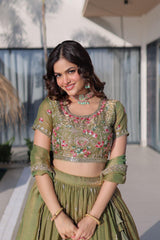 Premium Designer Fendi Silk Multi Thread Embroidery Work Lehenga Choli