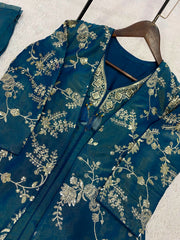 Trendy Coss-Moss Sequence Embroidery Work Co-ord Set