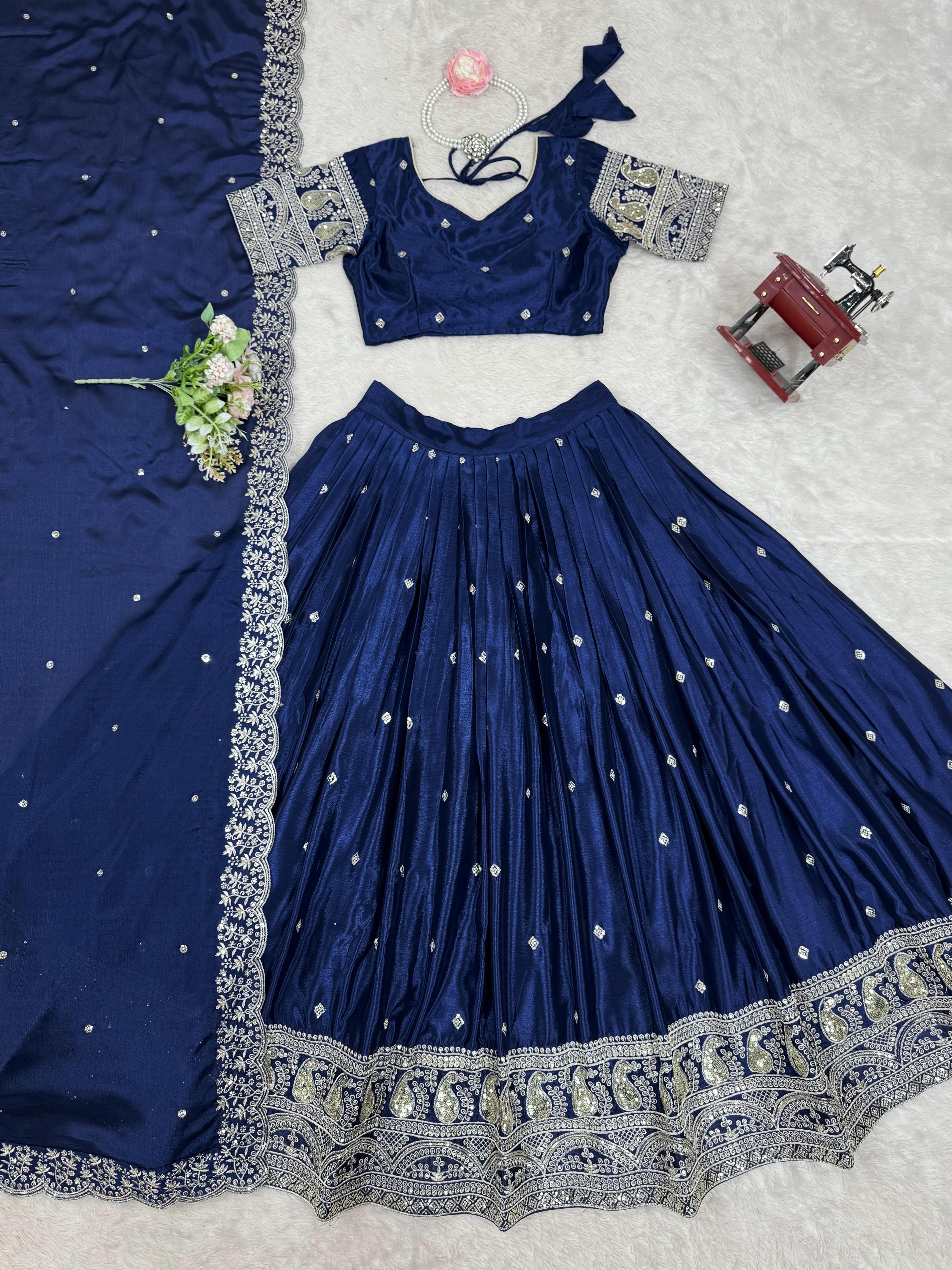 Beautiful Trending Chinon Silk Thread With Sequence Work Lehenga Choli