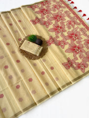 Beautiful Elegant Jamdhani Handloom Cotton Silk Saree