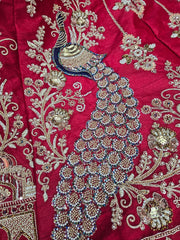 Beads Handwork Rani Hot Pink, Maroon Cherry Red, Rust Orange Latest Bridal Lehenga