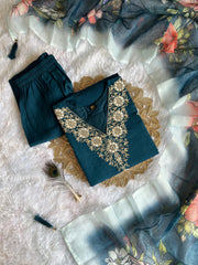 Beautiful Roman Silk With Beautiful Embroidery With Sequence Work Dress