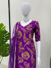 Beautiful Designer Bollywood Inspired Jacquard Silk Dress