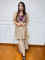 Beautiful Floral Embroiderd  Sequence Organza Work Co Set