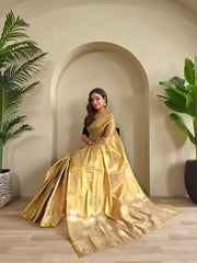 Beautiful Zari Tissue Weaving Tilak Buttis All Over Saree