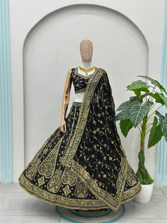 Beautiful Designer Jalpari Silk Sequence & Zari Embroidery Work Lehenga Choli