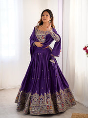 Beautiful Crep Silk Coding Dori With Thread & Sequence Work Lehenga Choli