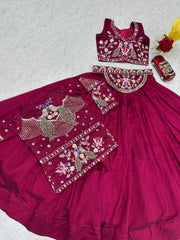 Festive Special Vichitra Silk Crop Top With Koti