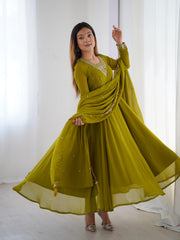 Pure Soft Georgette Embroidery Work Gown