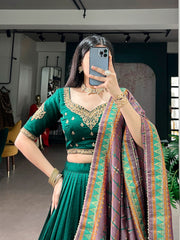 Festive Special Vichitra Silk Embroidery Work Lehenga Choli