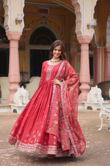 Stunning Glamours Chinon With Rich Sequence Embroidered Work Gown