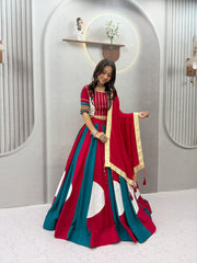 Navratri Special Cotton Gamthi Work Lehenga With Stitched Blouse