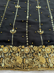 Beautiful Party-wear Georgette Thread With Sequence Work Black Suit