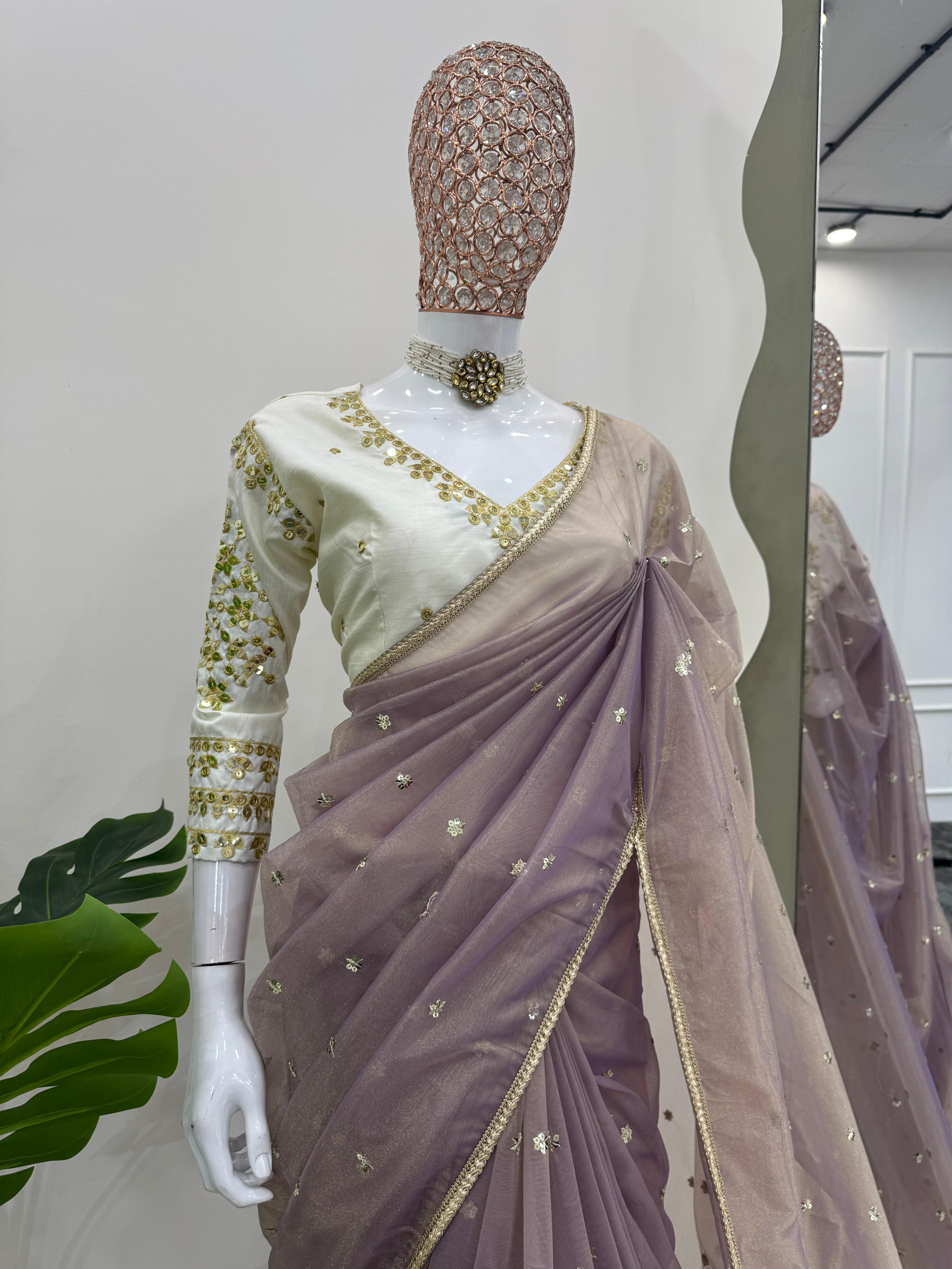 Party-wear Beautiful Designer Heavy Twill Net Saree