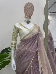 Party-wear Beautiful Designer Heavy Twill Net Saree
