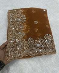 Luxurious Party-wear Net Sequence Embroidery Work Saree