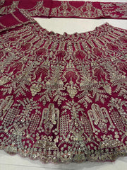 Designer Wedding Wear Deep Red Embroidered Lehenga Choli