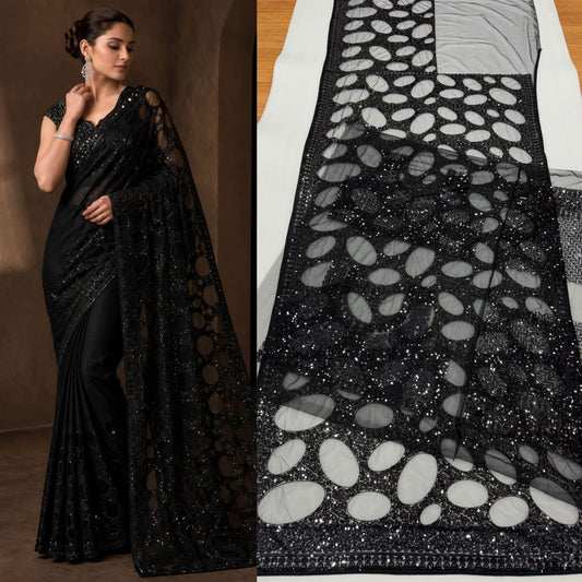 Black Bollywood Blockbuster Sequins Designer Saree