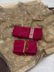 Beautiful Pure Soft Mono Net Work  Saree