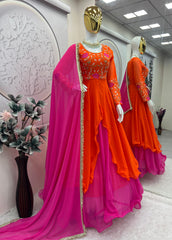 Beautiful Designer Party-wear Georgette Embroidery Thread Sequence & Codding Work Gown