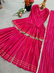 Women’s Rakhi Special Mal Chanderi Real Mirror With Handwork Sharara