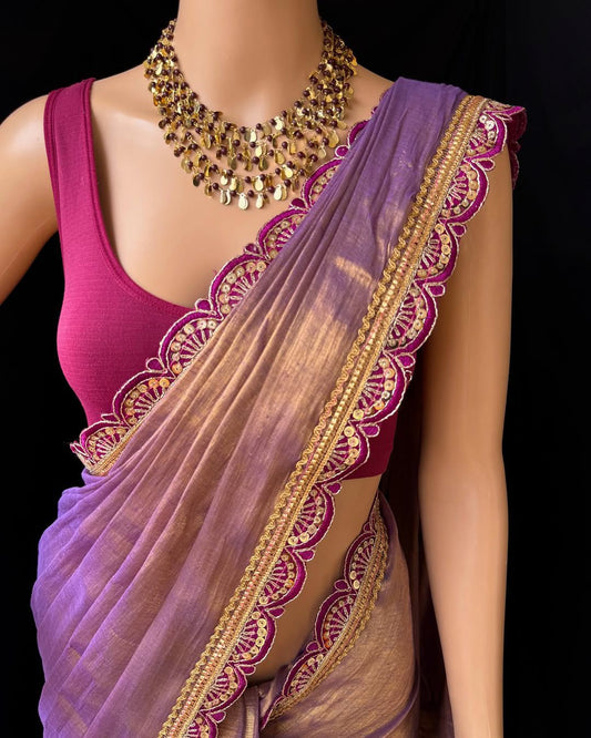 Beautiful Festive Special Cotton Tissue Silk Saree