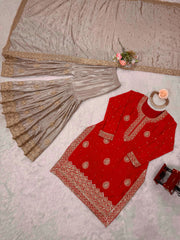 Festival Special Chinon Silk Coding Sequence With Pearl Work Suit