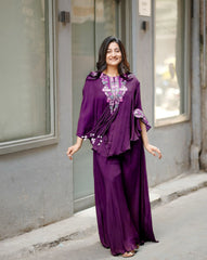 Stylish Air Tex Chinon Sequence Embroidery Work Co-ord Set