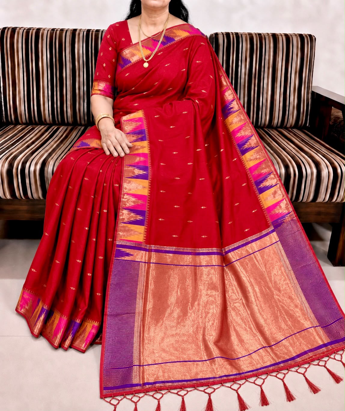 Beautiful Khadi Row Silk Minakari Weaving Saree