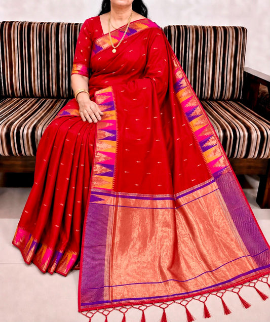 Beautiful Khadi Row Silk Minakari Weaving Saree