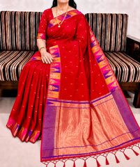 Beautiful Khadi Row Silk Minakari Weaving Saree